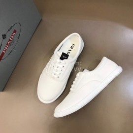 Prada White Nylon Lace Up Sneakers For Men 