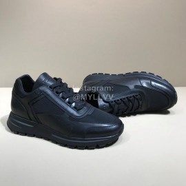 Prada Black Palmprint Leather Mesh Sneakers For Men