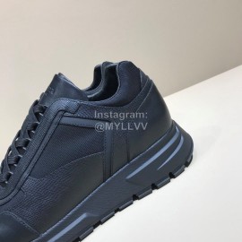 Prada Black Palmprint Leather Mesh Sneakers For Men
