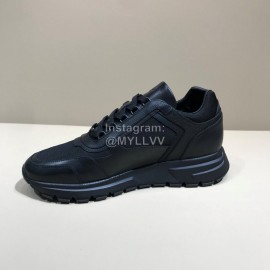 Prada Black Palmprint Leather Mesh Sneakers For Men