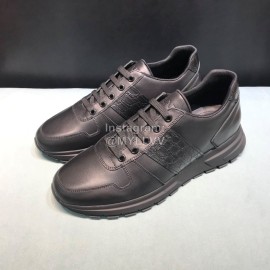 Prada Black Calf Leather Casual Sneakers For Men