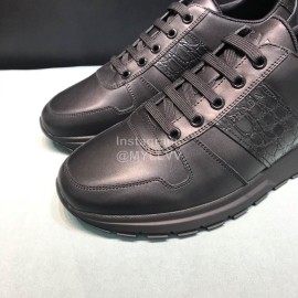 Prada Black Calf Leather Casual Sneakers For Men