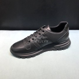 Prada Black Calf Leather Casual Sneakers For Men