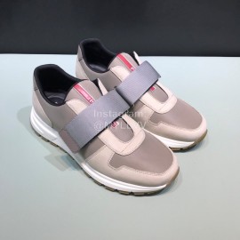 Prada Calf Leather Mesh Velcro Sneakers For Men 
