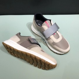 Prada Calf Leather Mesh Velcro Sneakers For Men 