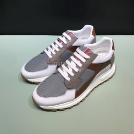 Prada New Calf Leather Mesh Casual Sneakers For Men Gray
