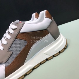 Prada New Calf Leather Mesh Casual Sneakers For Men Gray