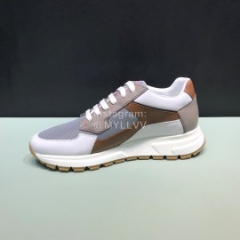Prada New Calf Leather Mesh Casual Sneakers For Men Gray