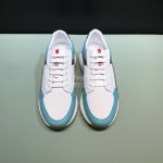 Prada New Calf Leather Mesh Casual Sneakers For Men Blue