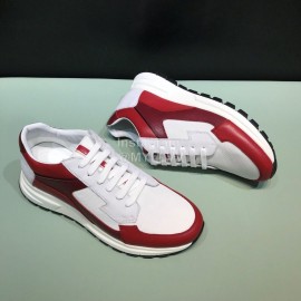 Prada New Calf Leather Mesh Casual Sneakers For Men Red