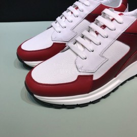 Prada New Calf Leather Mesh Casual Sneakers For Men Red