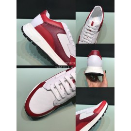 Prada New Calf Leather Mesh Casual Sneakers For Men Red