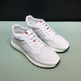 Prada New Calf Leather Mesh Casual Sneakers For Men White