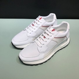 Prada New Calf Leather Mesh Casual Sneakers For Men White