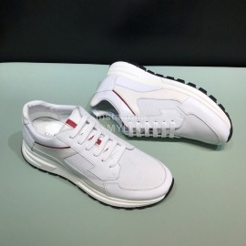 Prada New Calf Leather Mesh Casual Sneakers For Men White