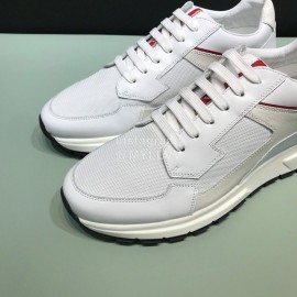 Prada New Calf Leather Mesh Casual Sneakers For Men White