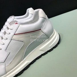 Prada New Calf Leather Mesh Casual Sneakers For Men White