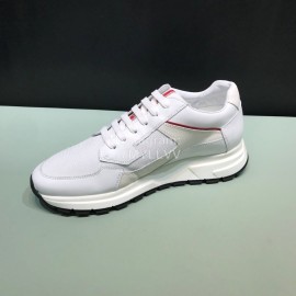 Prada New Calf Leather Mesh Casual Sneakers For Men White