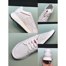 Prada New Calf Leather Mesh Casual Sneakers For Men White