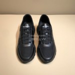 Prada New Calf Leather Mesh Casual Sneakers For Men Black