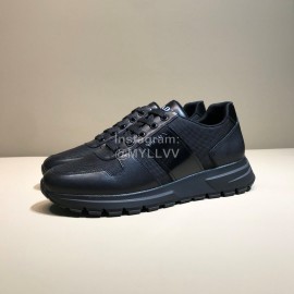 Prada New Calf Leather Mesh Casual Sneakers For Men Black