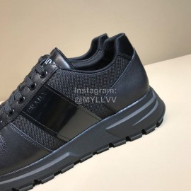 Prada New Calf Leather Mesh Casual Sneakers For Men Black