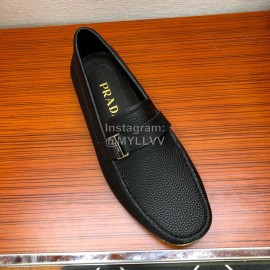 Prada Black Calf Leather Casual Business Shoes For Men 