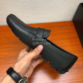 Prada Black Calf Leather Casual Business Shoes For Men 