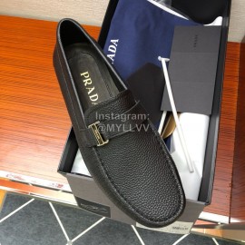 Prada Black Calf Leather Casual Business Shoes For Men 