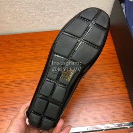 Prada Calf Leather Casual Business Shoes Black For Men 