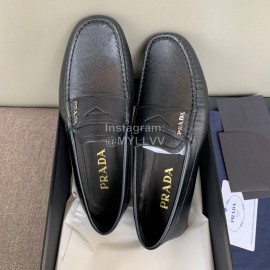 Prada Calf Leather Business Casual Shoes For Men Black