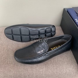 Prada Calf Leather Business Casual Shoes For Men Black