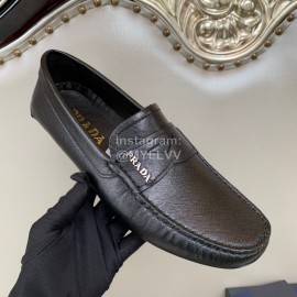 Prada Calf Leather Business Casual Shoes For Men Black