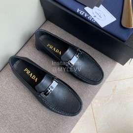 Prada Black Calf Leather Business Casual Shoes For Men 