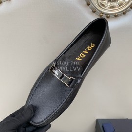 Prada Black Calf Leather Business Casual Shoes For Men 