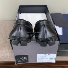 Prada Black Calf Leather Business Casual Shoes For Men 