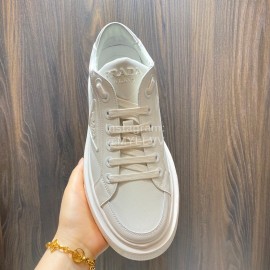 Prada Nylon Leather Thick Soled Macro Sneakers For Men White