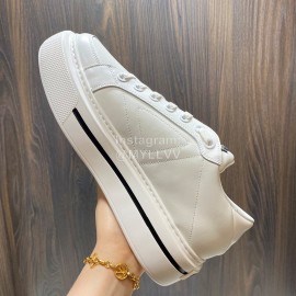 Prada White Nylon Leather Thick Soled Macro Sneakers For Men 