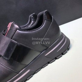 Prada Calf Leather Mesh Velcro Sneakers For Men Black