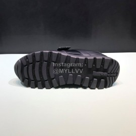 Prada Calf Leather Mesh Velcro Sneakers For Men Black