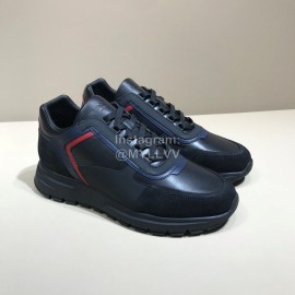 Prada Calf Leather Lace Up Sneakers For Men Black