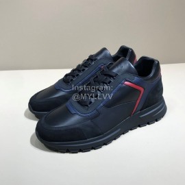 Prada Calf Leather Lace Up Sneakers For Men Black