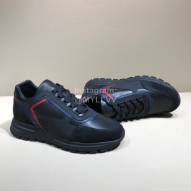 Prada Calf Leather Lace Up Sneakers For Men Black