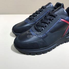 Prada Calf Leather Lace Up Sneakers For Men Black