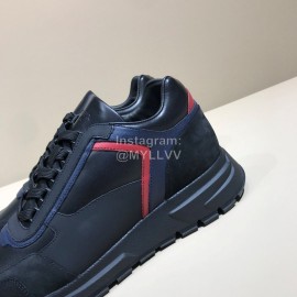 Prada Calf Leather Lace Up Sneakers For Men Black