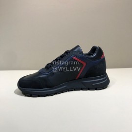 Prada Calf Leather Lace Up Sneakers For Men Black