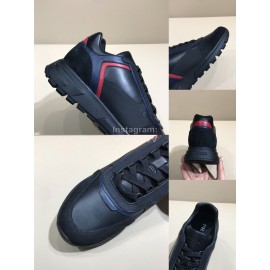Prada Calf Leather Lace Up Sneakers For Men Black