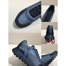 Prada Calf Leather Lace Up Sneakers For Men Gray