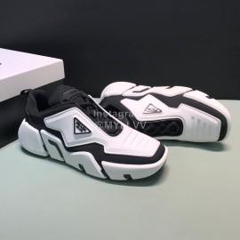 Prada Fashion Thick Rubber Sole Sneakers For Men White