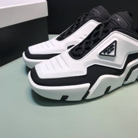 Prada Fashion Thick Rubber Sole Sneakers For Men White
